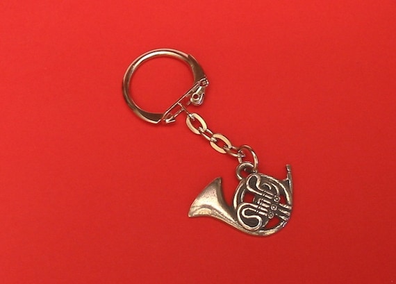 Pewter French Horn Key Chain