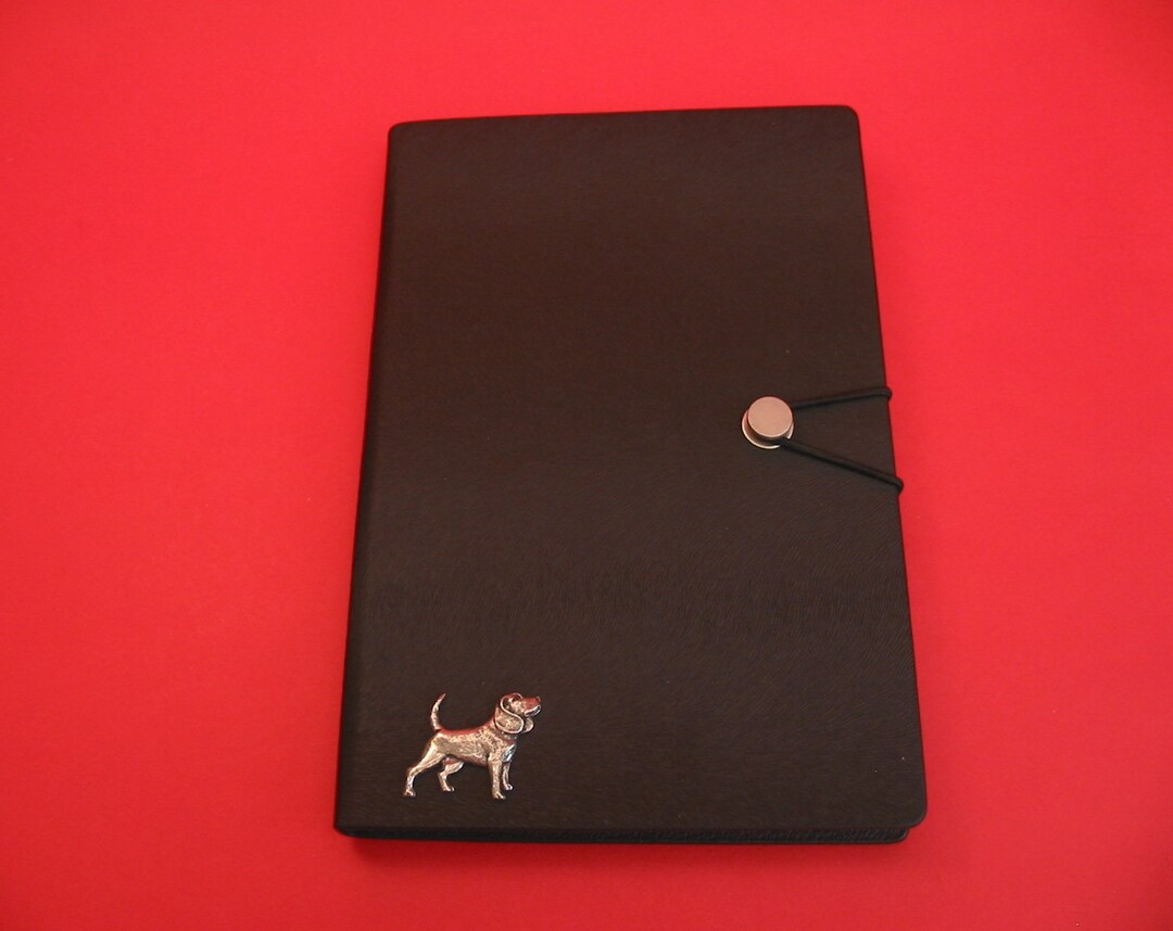 Beagle Notebook Beagle Hand Cast Pewter Motif on A5 Black Journal Notebook Vet Father ...