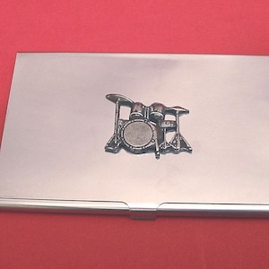 Porte-cartes design kit de batterie, cadeau fête des pères, cadeau batteur, cadeau professeur de batterie, cadeau mélomane, cadeau musicien, papa batteur