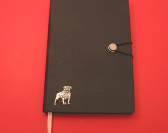 Rottweiler Main Cast Pewter Motif sur A5 Black Journal Notebook Vet Père Mère Cadeau de Noel