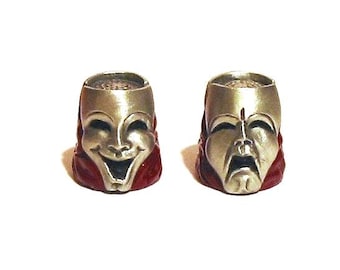 Comedy Tragedy Masks Pewter Thimble - Collectible Thimble - Hand Painted Gift - Thimble Collectors Gift - Theatre Lover Gift - Gift for Mum