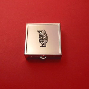 Mole Design Square Chrome Mint / Pill Box - Small Trinket Box - Pill Case for Medicine Vitamins - Wind in the Willows Gift