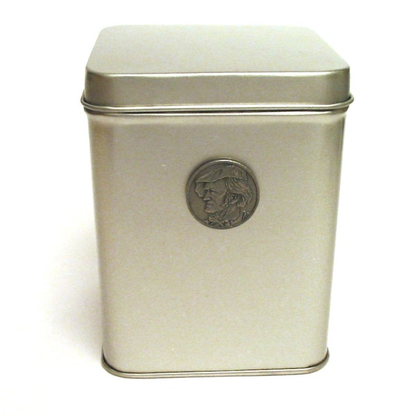 Wilhelm Richard Wagner Design Delightful Tin Tea Caddy With Pewter Plaque Music Enthusiast Gift