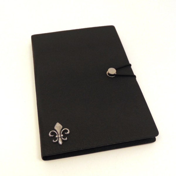 Fleur de Lis Design A5 Black Notebook Writer's Journal - Fleur de Lis Gift - Regalo del Maestro - Regalo de Aniversario de mamá papá Regalo de Navidad