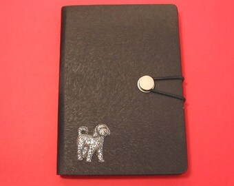 Caderno Cockapoo com motivo de estanho fundido à mão em A6 preto - Caderno Cockapoo - Presente para donos de Cockapoo - Caderno para cachorro com presente de Natal