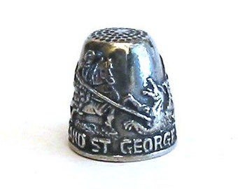 Saint George and the Dragon Thimble - Pewter Collectors Thimble - St George Gift - Dragon Gifts - Thimble Collector Gift