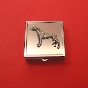 Greyhound Design Square Chrome Mint / Pill Box Small Trinket Box Pill Case for Medicine Vitamins - Mother&#39;s Day Father&#39;s Day Gift