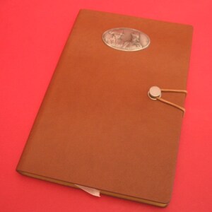 Battle of Waterloo Hand Cast Pewter Motif on A5 Tan Journal History Teacher Gift Napoleon Duke of Wellington