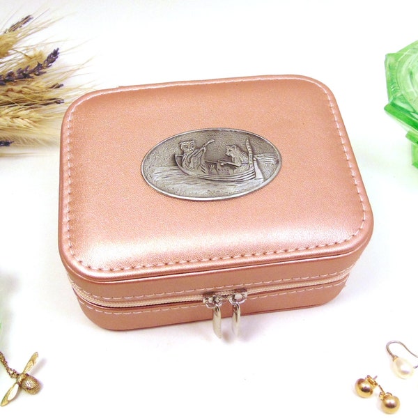 Owl and the Pussycat design Rose Gold Travel Jewellery Box - Cadeau de fête des mères - Accessoire de voyage - Étui à bijoux - Cadeau de mariage pour elle