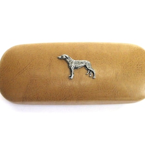 Greyhound ontwerp bruin PU-leren brillenkoker - windhond cadeau - windhond cadeau vader - hondenliefhebber cadeau - hondenbrillenkoker - hondencadeau