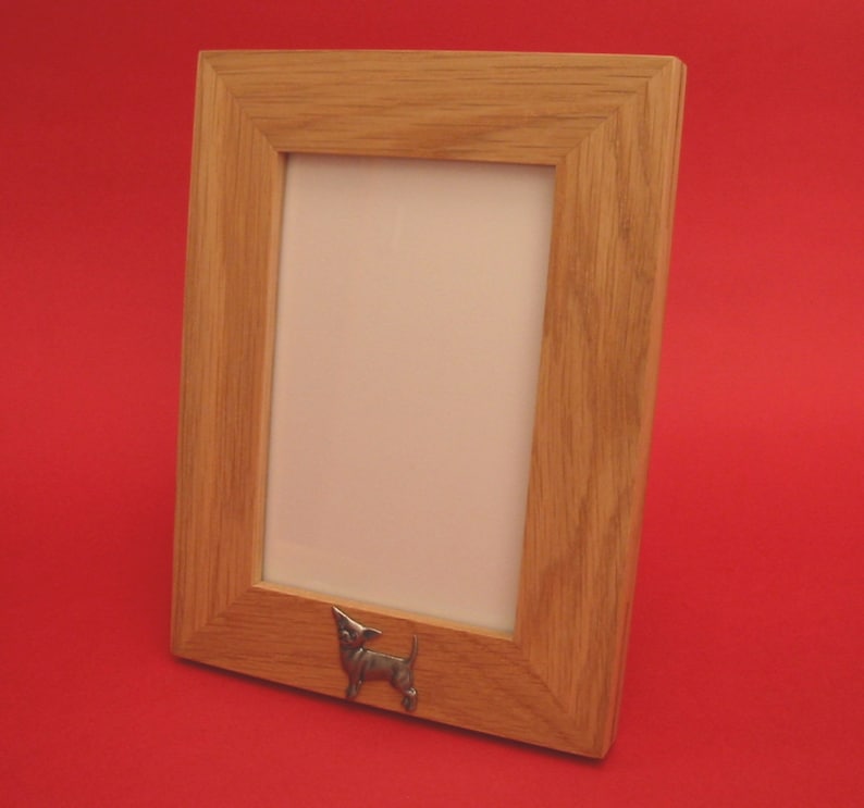 Yorkshire Terrier Landscape Real Oak Picture Frame 4 x 6 With Hand Cast Pewter Motif Mother/'s Day Father/'s Day Gift