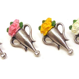 Broche boutonnière de style Poirot avec une rose rouge, rose, jaune ou blanche Broche en étain peinte à la main Cadeau Poirot Cadeau pour mari ou femme image 2