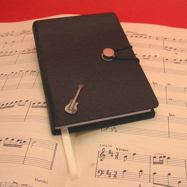 Electric Guitar Design A6 Black Journal - Guitar Notebook - Music Teacher Gift Guitarist Gift - Guitar Notebook - Fathers Day Christmas Gift