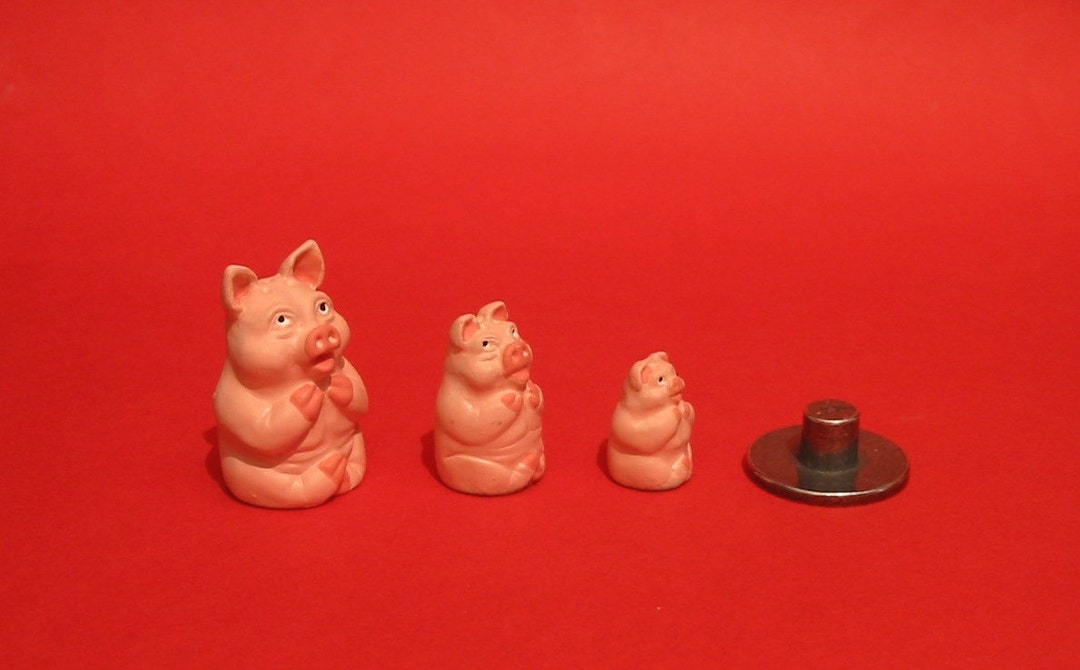 Pig Russian Doll Thimble Hand Painted Pewter Collectors Thimble Pig