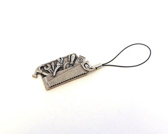 Toolbox DIY Design Pewter Mobile Phone Charm - Bag Purse Cell Phone Charm - Builder Handyman Gift - Fathers Day Christmas Gift