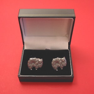 Pommern Design Zinn Manschettenknöpfe in Geschenkbox - Pommern Geschenk - Pommern Hund Schmuck - Hochzeitsgeschenk für Ihn - Hund Papa Geburtstagsgeschenk