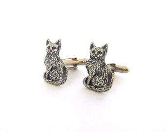 Shorthaired Cat Design Pewter Cufflinks Gift Boxed - Cat Gift - Cat Jewellery - Cat Lover Gift - Boyfriend Husband Dad Christmas Gift