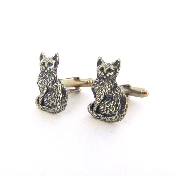 Shorthaired Cat Design Pewter Cufflinks Gift Boxed - Cat Gift - Cat Jewellery - Cat Lover Gift - Boyfriend Husband Dad Christmas Gift