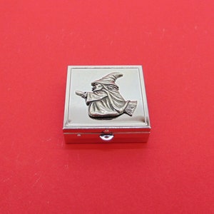 Witch design Square Chrome Mint / Pill Box - Small Trinket Box - Pill Case for Medicine Vitamins - Witch Gift - Mum Wife Christmas Gift