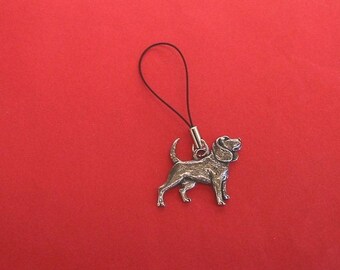 Beagle Dog Pewter Mobile Phone Charm, Beagle Dog Gift