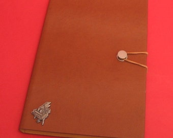 Pianoforte mano Cast Motif peltro su A5 Tan Gazzetta Notebook pianoforte regalo musicale