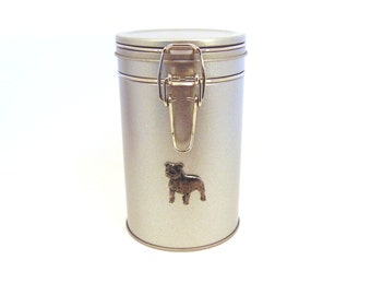 Staffordshire Bull Terrier Design Dog Pet Treat Tin With Pewter Motif - Staffordshire Bull Terrier Gifts - Dog Treat Container Storage Tin