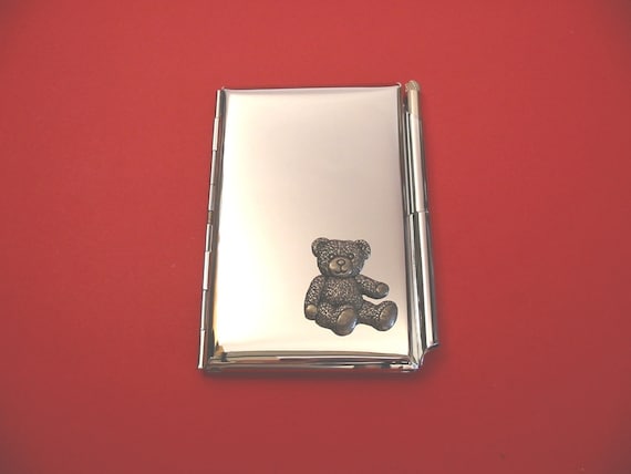 Corgi Dog Motif on Chrome Notebook Card Holder /& Pen Christmas Gift