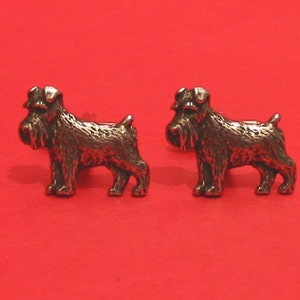 Miniature Schnauzer Dog design Pewter Cufflinks - Gift Boxed - Dad Christmas Gift - Schnauzer Gift - Birthday Wedding Anniversary Gift