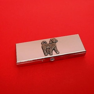 Cockapoo Design Seven Day Chrome Pill Box - Medication Organiser - Pill Case - Small Trinket Box - Cockapoo Gift Dog Tablets Container
