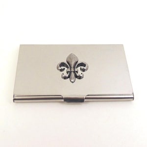 Porte-cartes design fleur de lys - Étui pour cartes de crédit professionnelles - Cadeau fleur de lys - Cadeau Noël pour la fête des pères