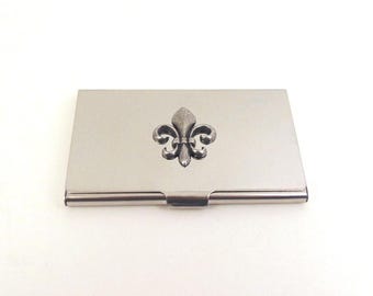 Fleur de Lis design Card Holder - Business Credit Cards Case - Fleur de Lis Gift - Christmas Fathers Day Gift