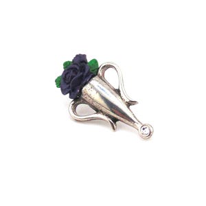 Poirot style Boutonniere Brooch with Purple Rose - Hand Painted Pewter Brooch - Fathers Day Gift - Gift for Wife or Husband - Christmas Gift image 4