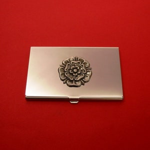 Tudor Rose Design Chrome Card Holder Cartes de crédit d'affaires Cas de fleur anglaise maman maman cadeau de Noel