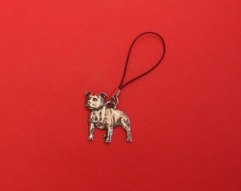 Staffordshire Bull Terrier Pewter Mobile Phone Charm - Staffie Charm - Staffie Gift - Staffie Mum Gift - Christmas Gift - Stocking Filler