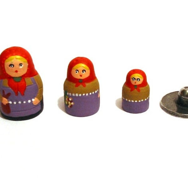 Russian Girl Doll Hand Painted Thimble - Pewter Collectors Thimble - Nesting Thimbles - Hand Painted Gift - Russian Doll Gift - Matryoshka