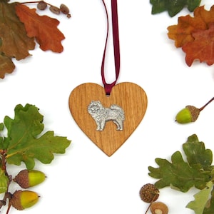 Chow Chow design Oak Heart Ornament Wooden Decoration - Chow Chow Dog Gift - Christmas Decoration 2025 - Chow Chow Mum Dad Christmas Gift