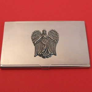 Schutzengel Chrom Kartenhalter mit Hand gegossen Zinn Weihnachtsgeschenk