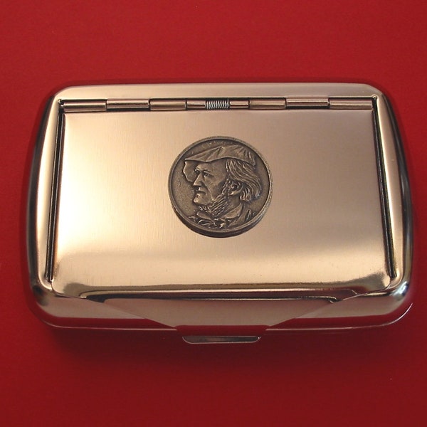 Wilhelm Richard Wagner Chrome Tobacco Tin Music Smoker's Gift Musician Gift Trinket Box