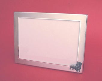 Dachshund Dog Landscape Picture Frame 5" x 7" With Hand Cast Pewter Motif Mother Father Dachshund Gift