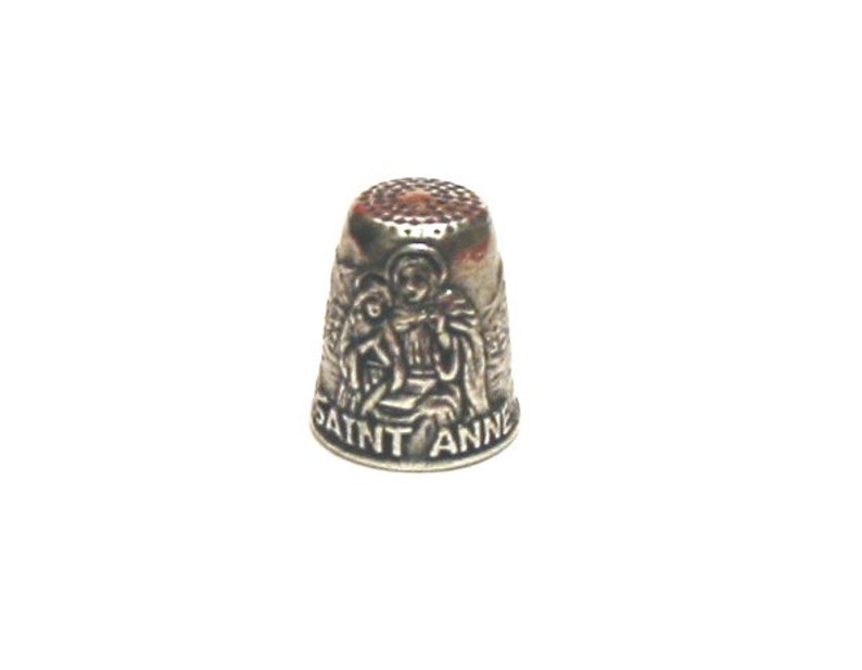 Saint Anne Thimble Patron Saint of Mothers / Grandmothers / Housewives Pewter Collectors Thimble Thimble Collector Gift image 1