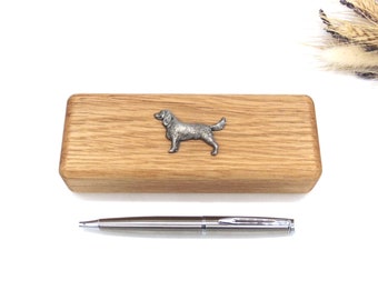 Springer Spaniel Oak Wooden Pen Box & Pen Set - Springer Spaniel Dog Gift - Dog Mum Dad Gift - Dog Lover Christmas Gift - Fathers Day Gift