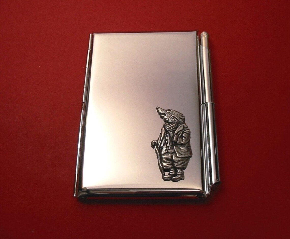 Mr Badger Chrome Notebook & Pen Card Holder - Pocket Notepad Note Book ...