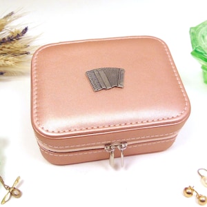 Boîte à bijoux de voyage en or rose design accordéon - accessoire de voyage - coffret à bijoux - cadeau de mariage pour elle - cadeau de fête des mères - cadeau pour elle