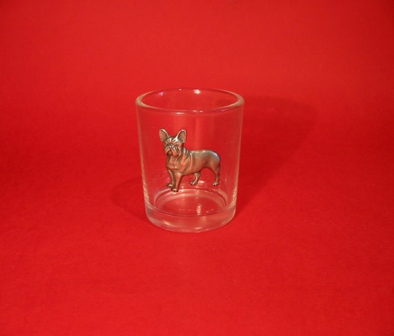 French Bulldog Motif On A Glass Candle Holder With Votive Candle Dog Pet Wedding Birthday Christmas Gift