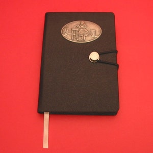 Alice in Wonderland Pewter Plaque on A6 Black Journal - Alice Drink Me - Alice in Wonderland Gift - Alice Notebook - Best Friend Gift
