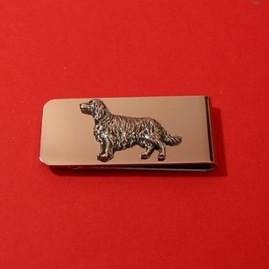 Irish Setter Chrome Plated Money Clip With Pewter Motif Mother Father Vet Pet Dog Gift Christmas present