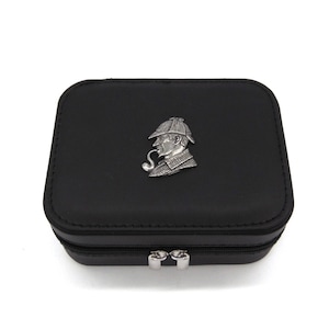 Portagioie da viaggio nero Sherlock Holmes / Accessorio da viaggio / Elegante portagioie / Regalo Sherlock per lui o per lei / Regalo letterario