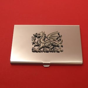 Tarjetero cromado con diseño de dragón, estuche para tarjetas de crédito, para oficina, hogar, mamá, papá, boda, regalo de Navidad