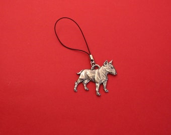 English Bull Terrier Pewter Mobile Phone Charm, Dog Owner Gift, English Bull Terrier Gift