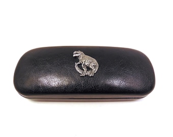 Tyrannosaurus Rex on Black PU Leather Glasses Case - Dinosaur Glasses Case - Dinosaur Gift - Dinosaur Lover Gift - Husband Christmas Gift